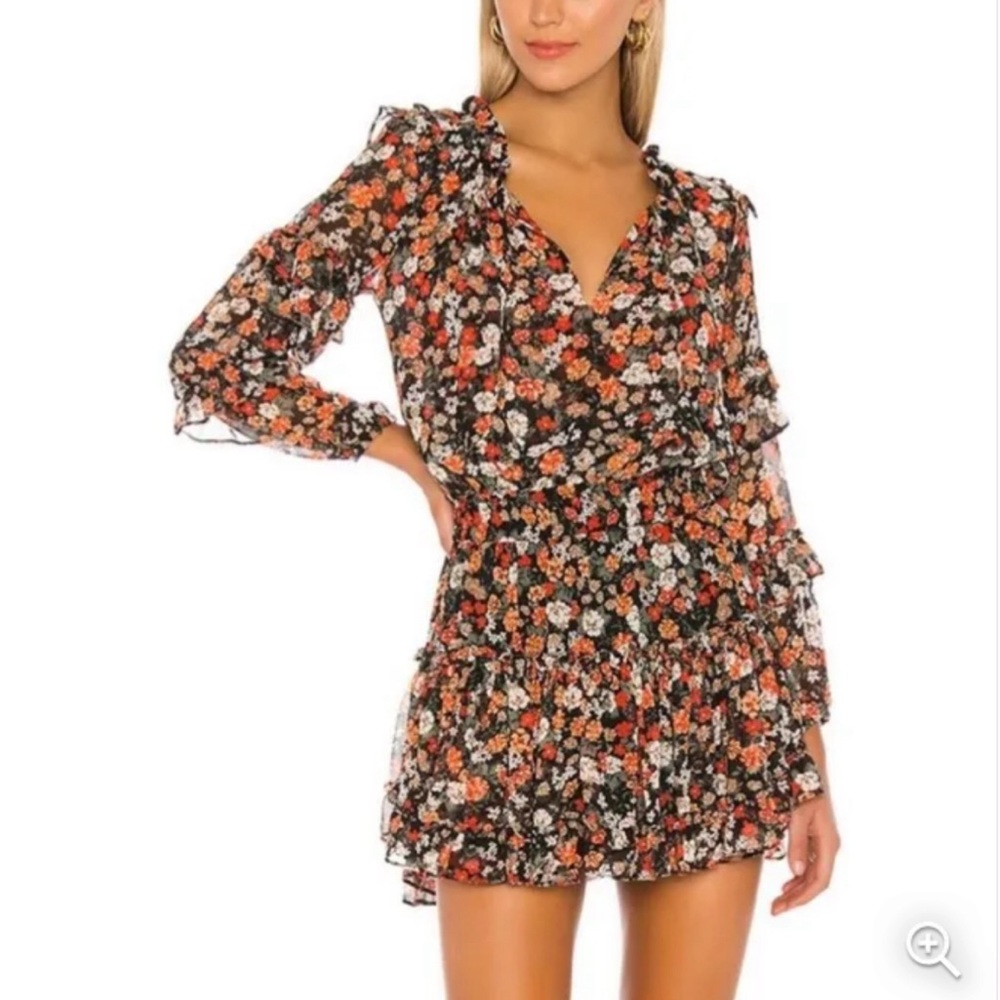 Misa Los Angeles Rizou dress safari print long sleeve mini floral